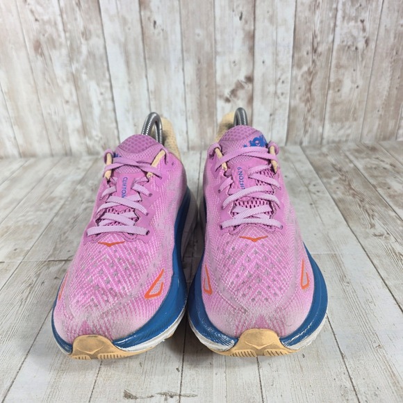 Hoka One One Women's Clifton 9 Pink Blue Running Shoes Size 7.5B - Picture 4 of 8